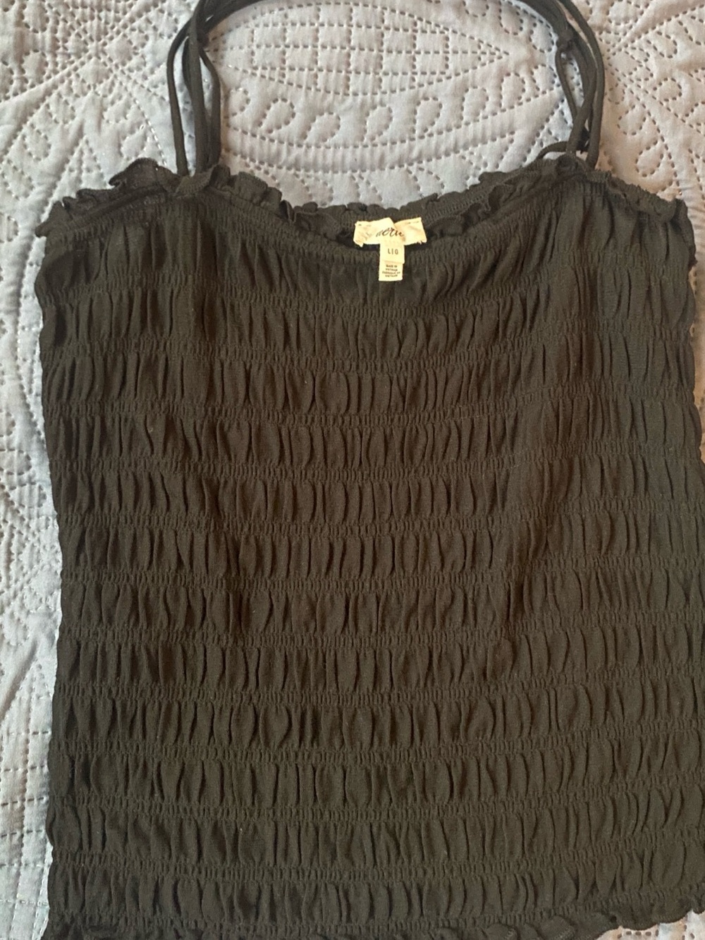 aerie Black Smocked Camisole Tank
